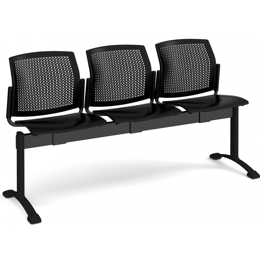 Santana Perforated Back Plastic Seating Bench With 3 Seats